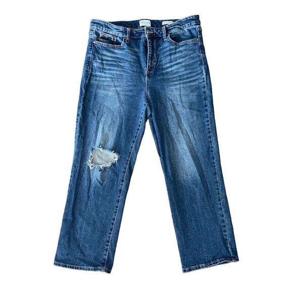 FRAYED Denim High Rise Straight Jeans 32 - Picture 1 of 8